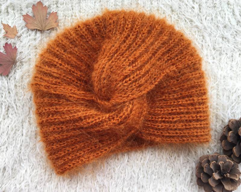 Тюрбан-Повязка На Голову Для Женщин Вязаная Шапка-Тюрбан Головной Убор Chemo Hat Модный Тюрбан Шапка-Бини Из Мохера, Зимняя Шапка von TheMysteryOfFields