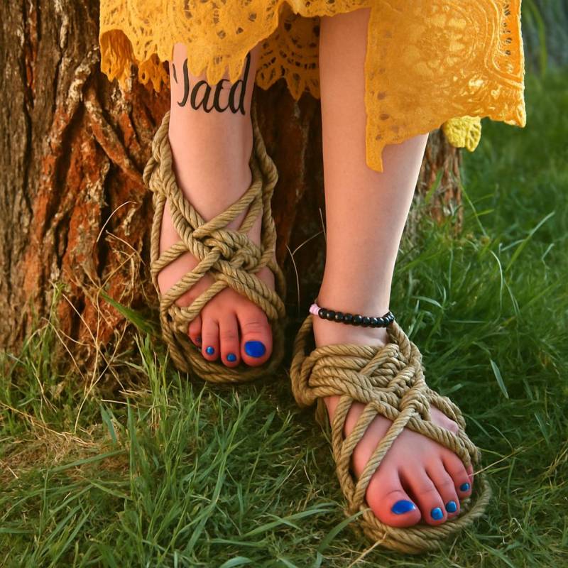 Handgefertigte Seil-Sandalen Für Damen - Leicht, Bequem, Hippie-Barfuß-stil von TheNakedHippiesWay