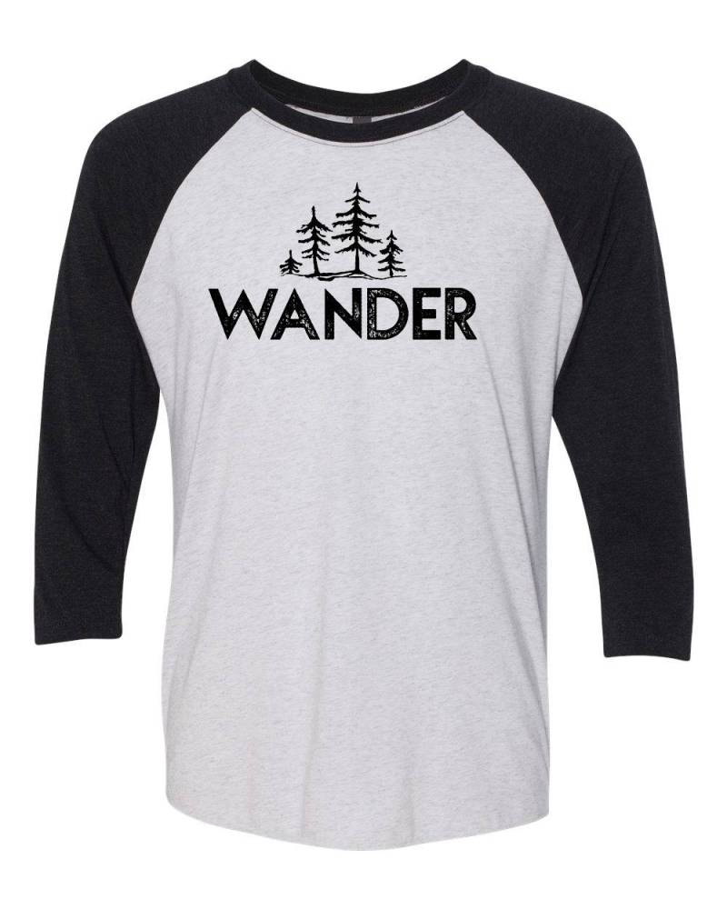 Wander Trees Nationalpark Nächstes Level Unisex Tri-Blend 3/4 Ärmel Raglan von TheNationalParkStore