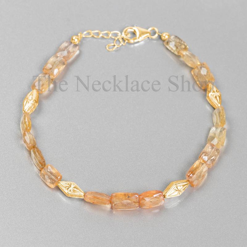 Imperial Topaz Facettierte Rechteckform Armband, Silber Und Gold Damen Muttertagsgeschenk von TheNecklaceShopIN