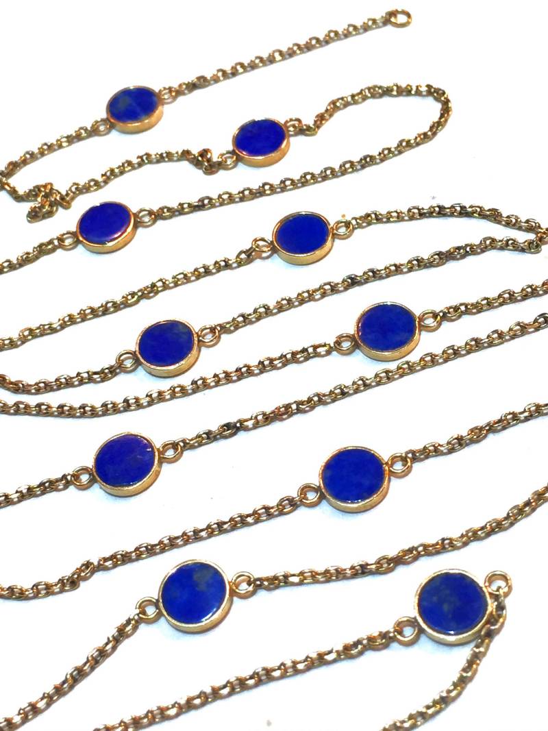 14K Oper Lapislazuli Kette Lünette Set Station Halskette von TheNecklaces