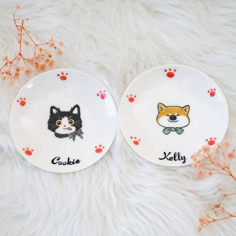 Custom Kawaii Haustier Futternapf Fressnapf Cartoon Personalisierte Keramiknapf Souvenir Geschenk Handbemalt Made in Germany Tierfutter Napf von TheNestKreationen