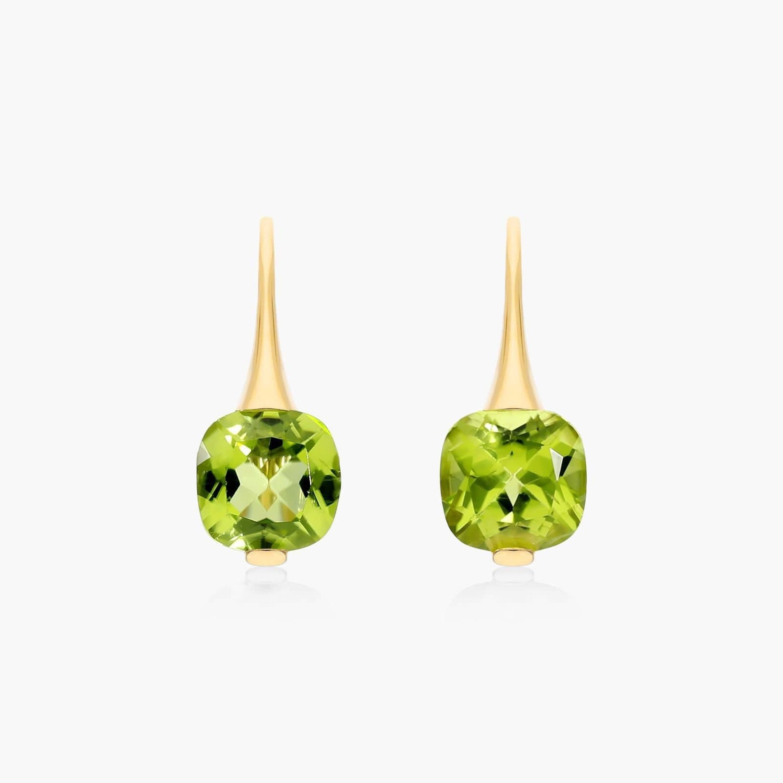 1 Tcw Kissen Cut Peridot Ohrringe, Haken Hochzeitsgeschenk, August Geburtsstein, Brautjungfer Schmuck, Gelbgold Ohrringe von TheNexusJewel