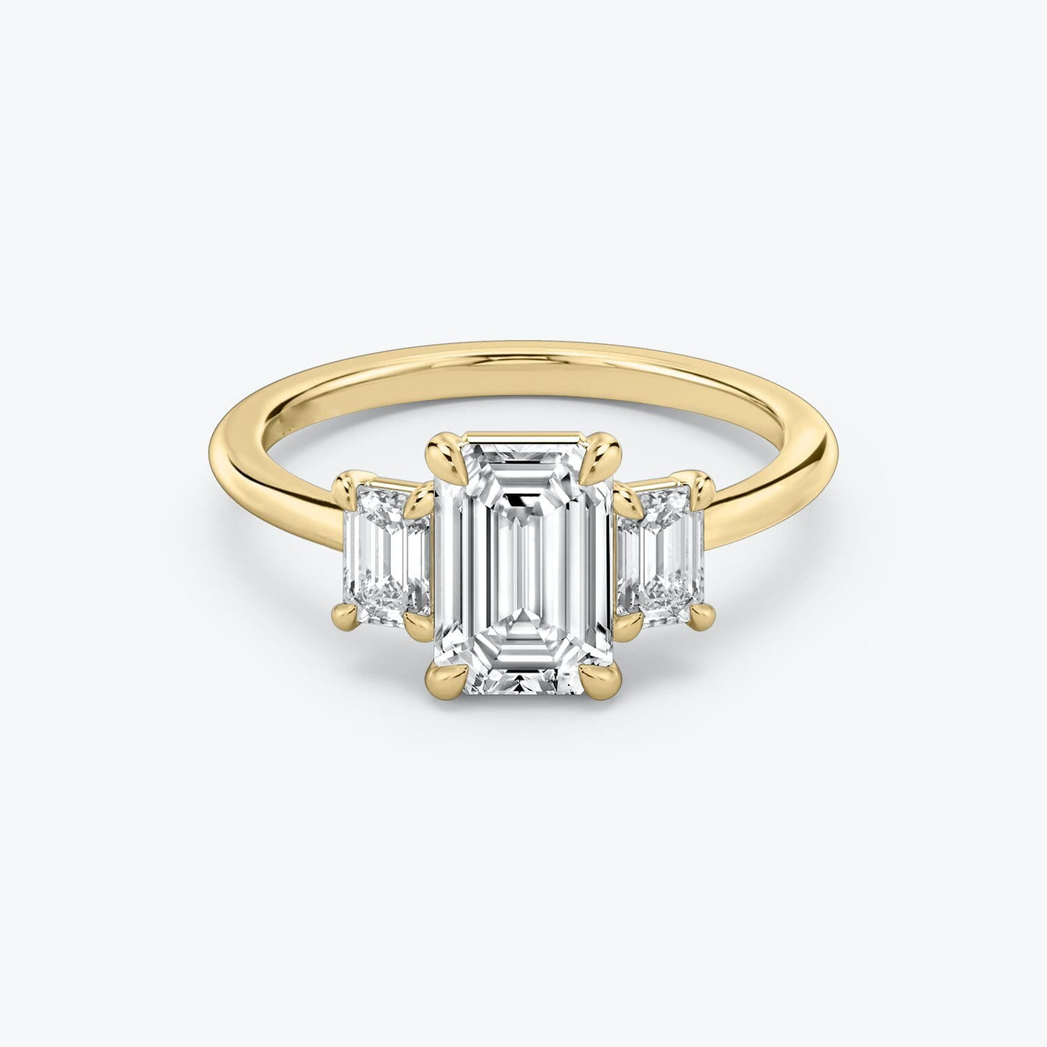 3, 79 Ct Moissanit Verlobungsring, Dreistein Ehering, Dom Schaft Diamant Ring, 14K Gelbgold von TheNexusJewel
