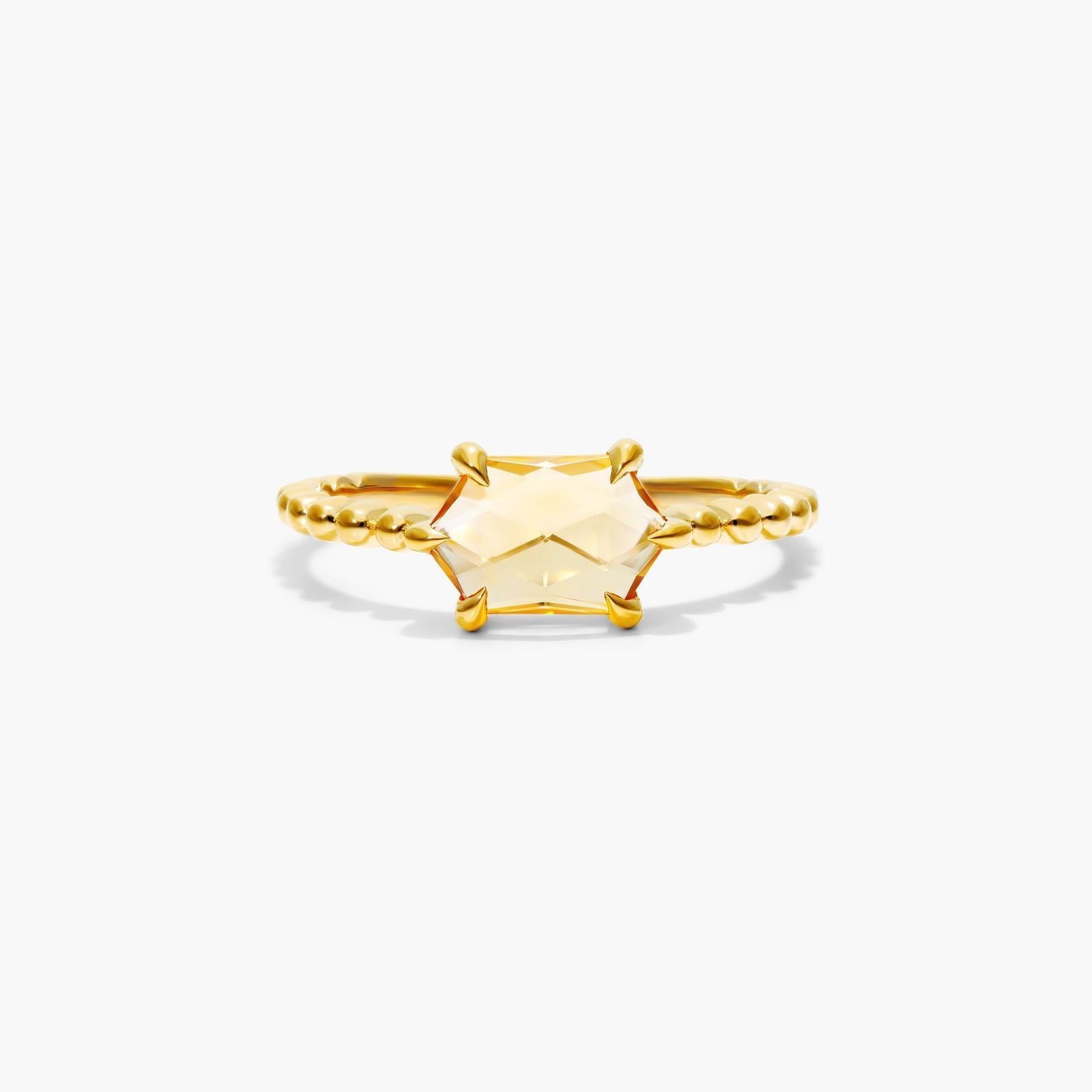 Citrin Hexagon Ring, Gelbgold Solitär Cut Edelstein Verlobungsring, Versprechen Ehering von TheNexusJewel