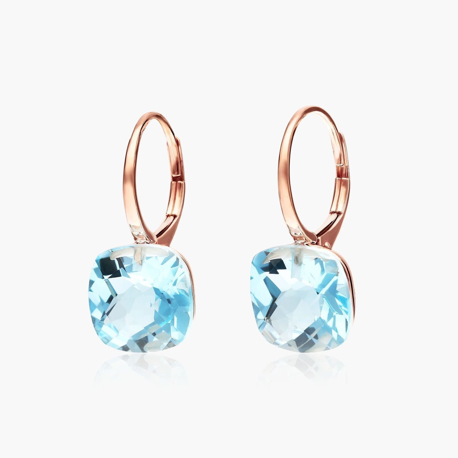 Lab London Blauer Topas Ohrringe, Luxus 10.50 Tcw Cushion Cut Edelstein Drop Lever Back Hochzeitsgeschenk Für Frauen von TheNexusJewel