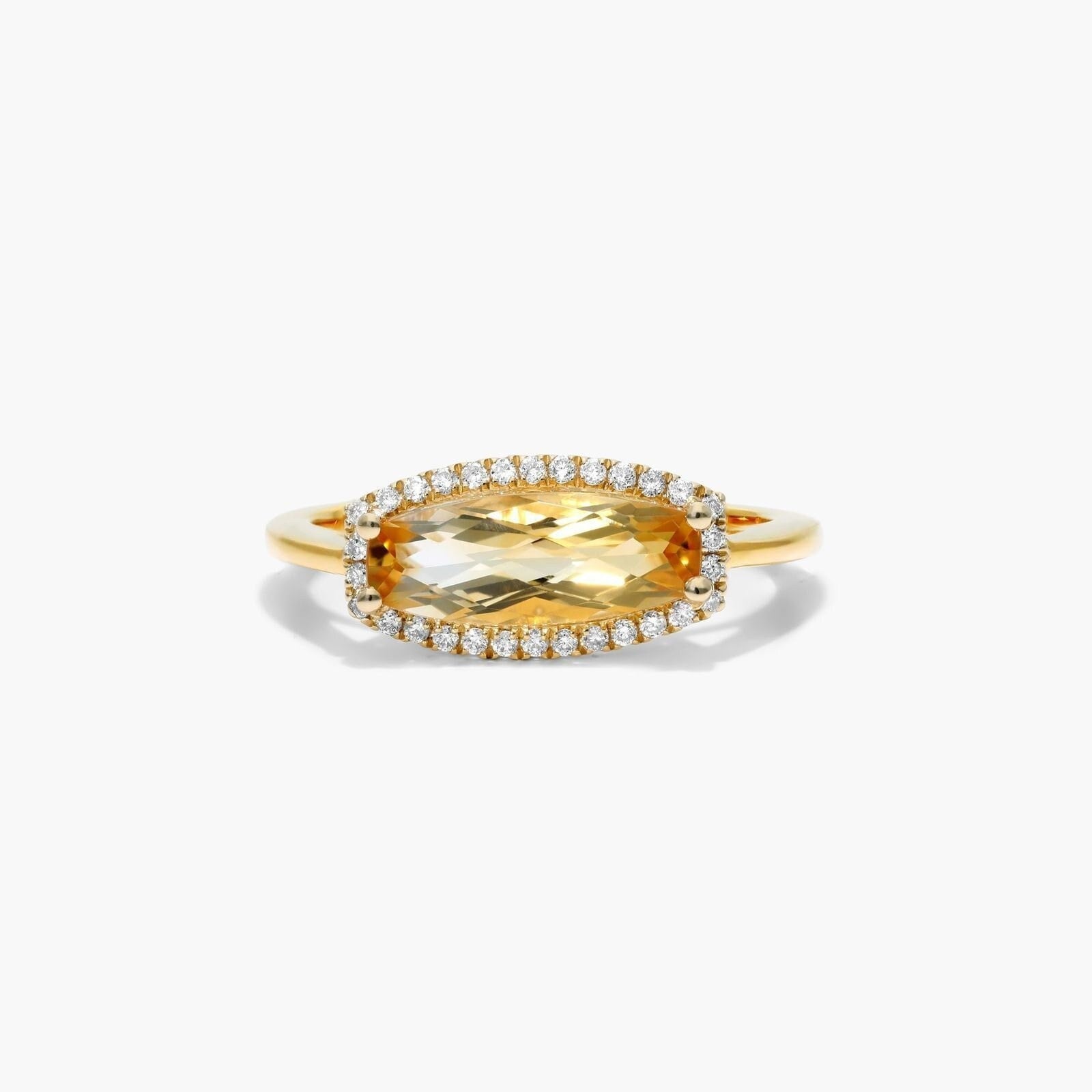 Massiv Gelbgold Ring, 1.50 Ct Länglicher Cushion Cut Citrin Verlobungsring, Halo Simulierter Diamant Ehering, Versprechen Ring Für Frauen von TheNexusJewel