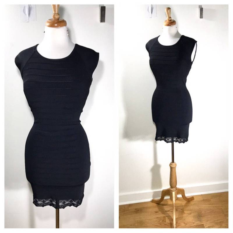 Schwarzes Bodycon Kleid/90Er Jahre Guess Vintage Stretch Partykleid Cocktailkleid Night Out Tailliertes von TheNinesNYC