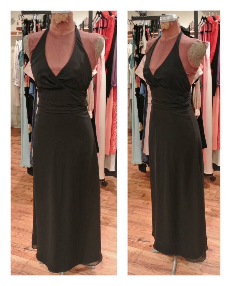 Vintage 1980Er Schwarzes Halfterkleid Open Back Formal Kleid Schwarz Maxi Partykleid Tanzkleid Flowy Abendkleid von TheNinesNYC