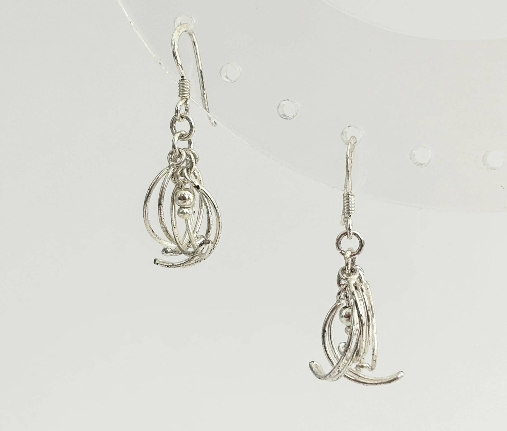 Halbkreis Sterling Silber Vintage Amm 925 Gestempelt Baumeln Ohrringe Mit Ohr Drahtträger von TheNostalgiaHaus