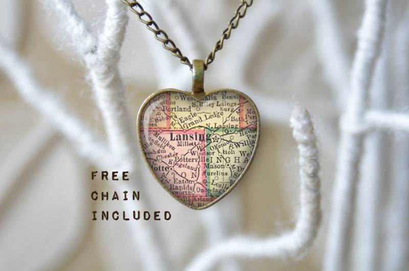 Lansing Missouri Vintage Map Herz-Halskette - Geschenk Lansing Missouri Vintage Map Herz-Halskette - Geschenk von TheNotaBeneStudio
