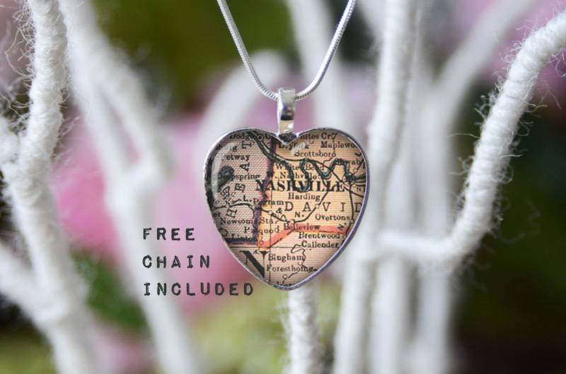 Nashville Tennessee Map Herz-Anhänger-Halskette - Hochzeitsgeschenk Nashville Tennessee Map Herz-Anhänger-Halskette - Hochzeitsgeschenk von TheNotaBeneStudio