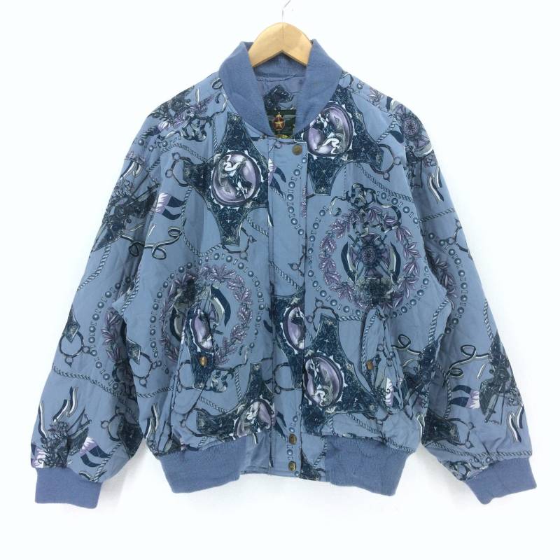 Seltenvintage Barock Bomber Jacke | Pop Art Full Print Reißverschluss Und Knopfbomber Retro Rap Swag Luxus Streetwear Sportbekleidung von TheNumberVintage