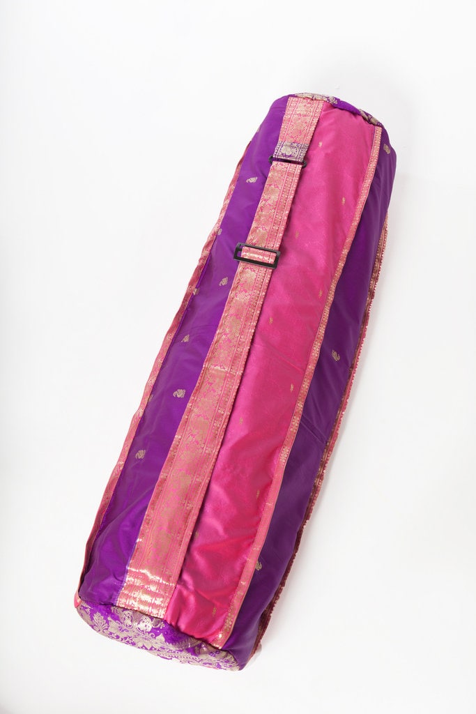 Yogamatte Tasche - Mysore Seide Yogatasche Yoga Reise Reisematte Rosa/Lila von TheNysaMovement