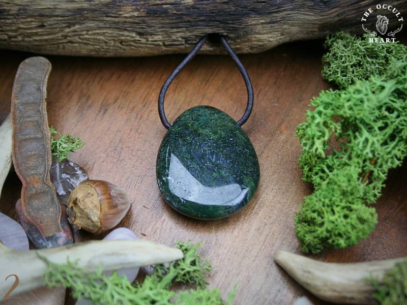 Halskette Mit Xl Moosachat Anhänger Heilstein Talisman von TheOccultHeartShop