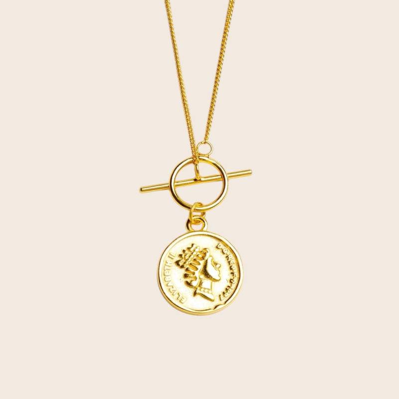 Queen Elisabeth Ii Münzen Halskette Aus 925 Silber 18K Vergoldet von NINASIAjewelry