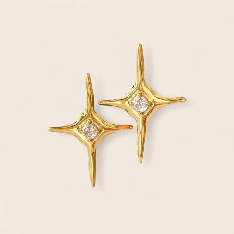 Celestial Studs - Sternen Ohrstecker Mit Pearl-Inlay Aus 925 18K Vergoldet von NINASIAjewelry