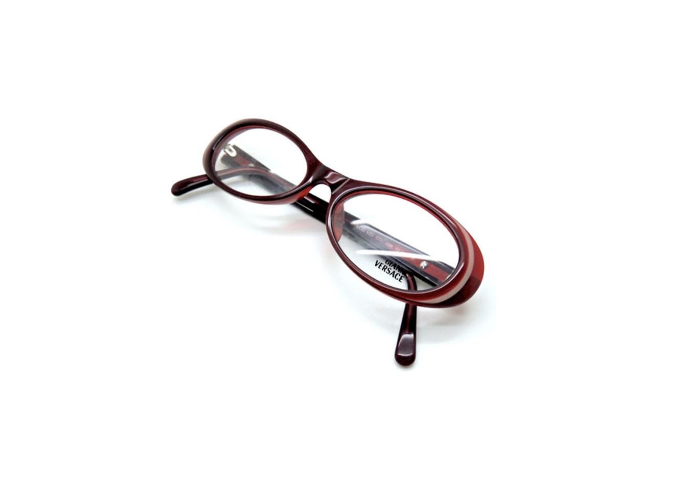 Gianni Versace V23 Burgund Oval Acryl Korrektionsdesigner Brille 52 Mm Linse von TheOldGlassesShop