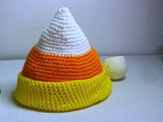 Candy Corn Gehäkelte Halloween-Hut Für Erwachsene - Auf Bestellung Gefertigt. Boho Wunderlichen Herbst Handgemachte Hut Vipkid von TheOldeCrowCottage