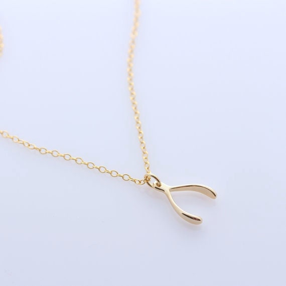 12K Gold Wishbone Halskette Gold. Wunschanhänger Mit Wunschanhänger. Über Sterling Silber Querlenker. Glücksbringer. Kette Aussuchen von TheOneOfaKindJewelry