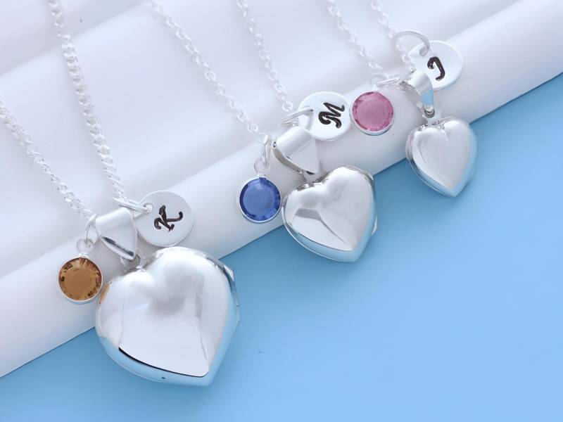 Mutter Tochter Medaillon Halskette, Wählen Sie Am Kleinsten, Klein Oder Mittel Sterling Herz Medaillon. 2 Personalisierte Charms Inkl. R-17, R-18 von TheOneOfaKindJewelry