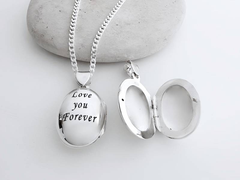 Oval Medaillon Sterling Silber Halskette. Personalisierte Gravierte Medaillon - Wählen Sie Kette. Angepasst 21x15mm. R-14 von TheOneOfaKindJewelry