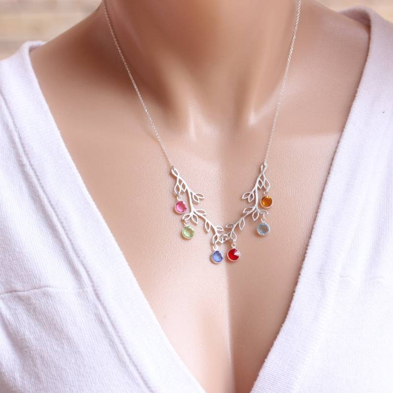 Personalisierte Halskette Mit Geburtsstein. Familie Geburtssteine Halskette. Geschenk Für Mütter. Einzigartiges Oma. Wählen Sie Gold & Silber von TheOneOfaKindJewelry