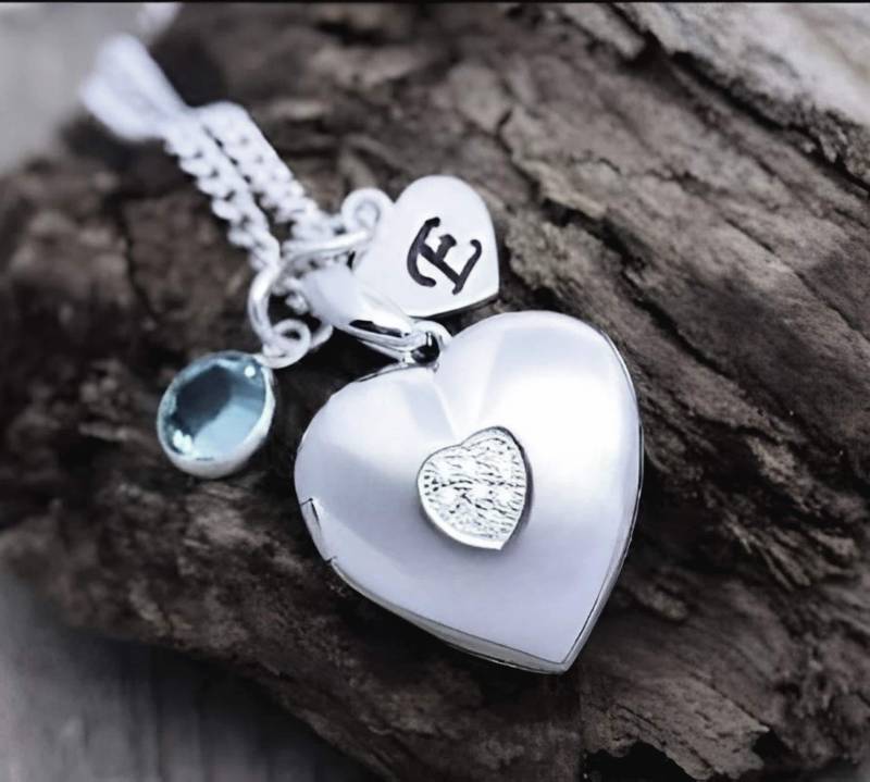 Personalisierte Herz Medaillon Massiv Sterling Silber Locket Halskette, Wählen Sie 2 Individuelle Charme. Wählen Kette R - 46 von TheOneOfaKindJewelry