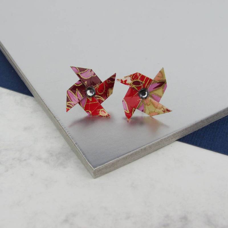 Ohrstecker Blumen Washi Papier Windrad von TheOrigamiBoutique