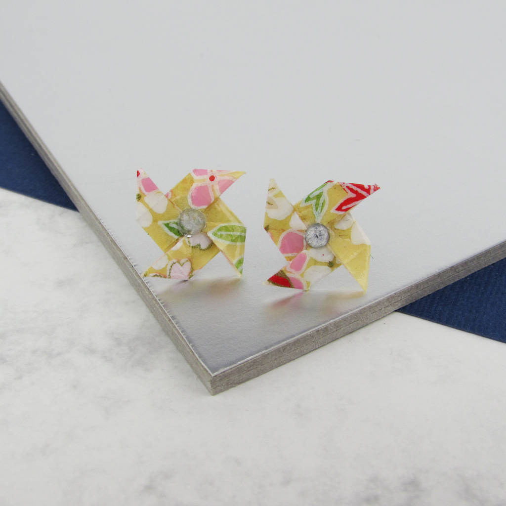 Ohrstecker Gelb Sommer Windrad von TheOrigamiBoutique