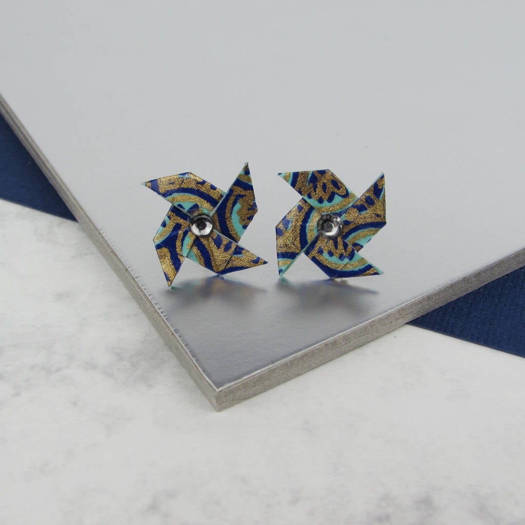Ohrstecker Pfau Windrad von TheOrigamiBoutique
