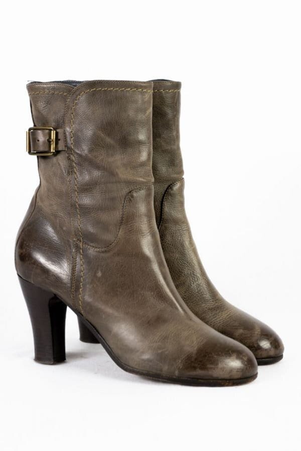 Ankle Stiefelette -38 - Fermani Leder Braun High Heels Reißverschluss Made in Italy von TheOtterCouture