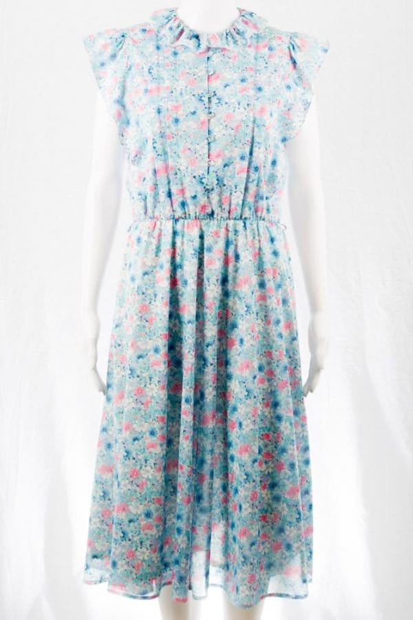 Flower Vintage Sommer Kleid -S - Türkis Weiß Verspielt Hippie Romantisch Flower Vintage Sommer Kleid -S - Türkis Weiß Verspielt Hippie Romantisch von TheOtterCouture