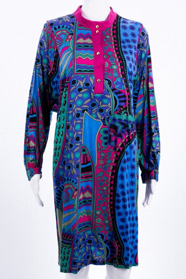 Maxi Kleid Mit Psychedelic Print - 40 M Funny Claire Baumwolle Mix von TheOtterCouture