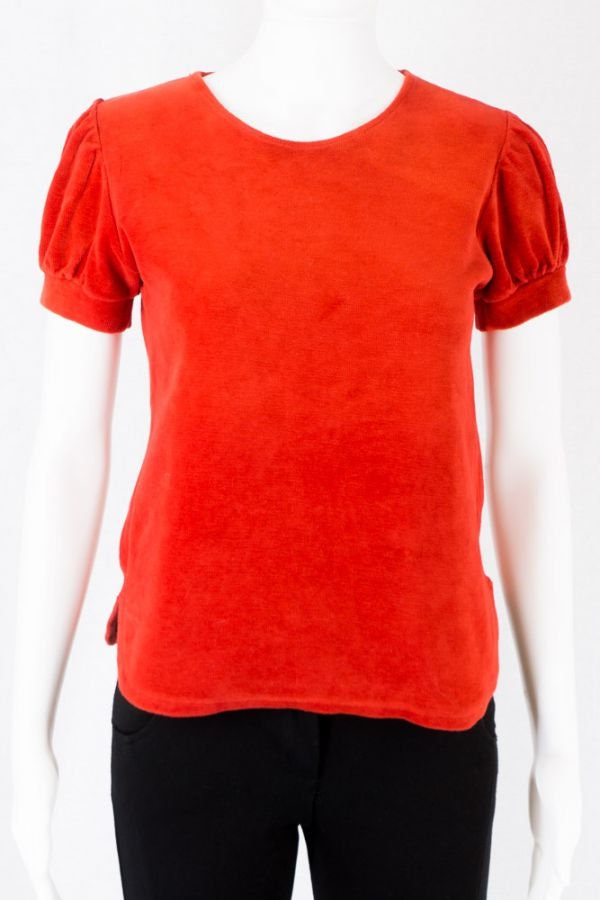 Rotes Vintage Nicki Shirt -38 - Samtig Weich 70S Look Puffärmel von TheOtterCouture
