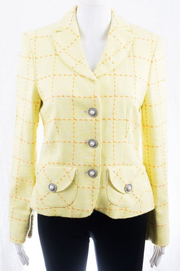 Vintage Blazer 38 M 90S Baumwolle Pattentaschen Gelb Muster Vintage Blazer 38 M 90S Baumwolle Pattentaschen Gelb Muster von TheOtterCouture