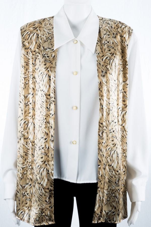 Vintage Bluse -44 - Schal Mit Animal Print Weiß 80S Extravagant Vintage Bluse -44 - Schal Mit Animal Print Weiß 80S Extravagant von TheOtterCouture