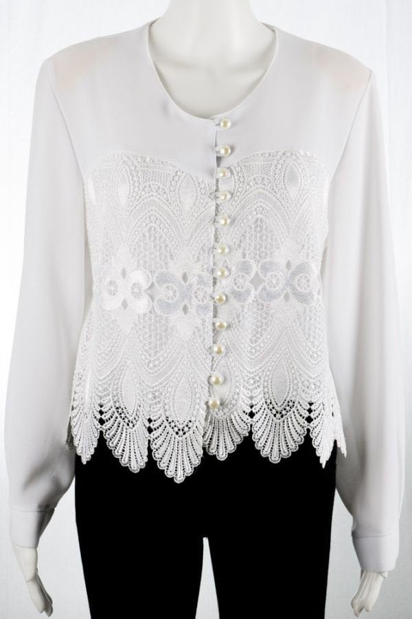 Vintage Bluse -L/44 - Weiß Romantisch Verspielt Stickereien 90S Vintage Bluse -L/44 - Weiß Romantisch Verspielt Stickereien 90S von TheOtterCouture