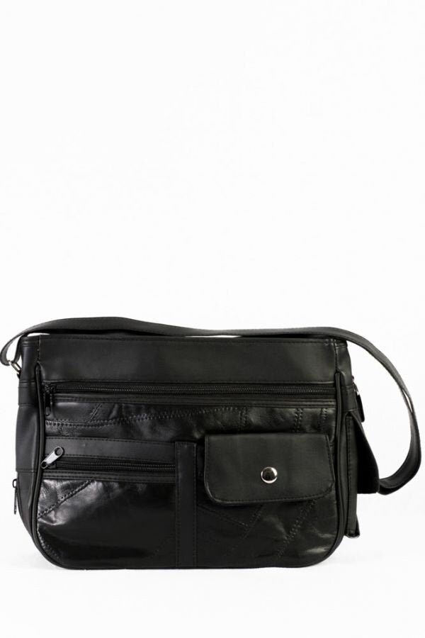 Vintage Handtasche Patch-Design Deadstock Leder Schwarz 90S Schultertasche von TheOtterCouture