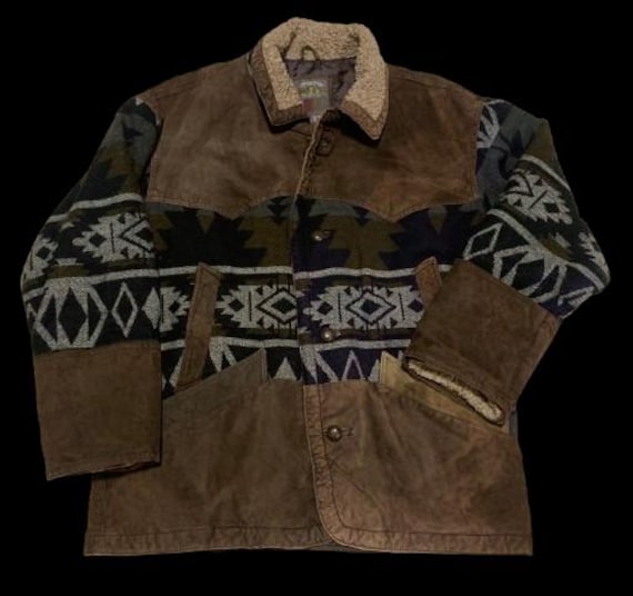 Vintage Jacke L 52 Sherpa Ethno Aztec Bomberjacke Blouson von TheOtterCouture