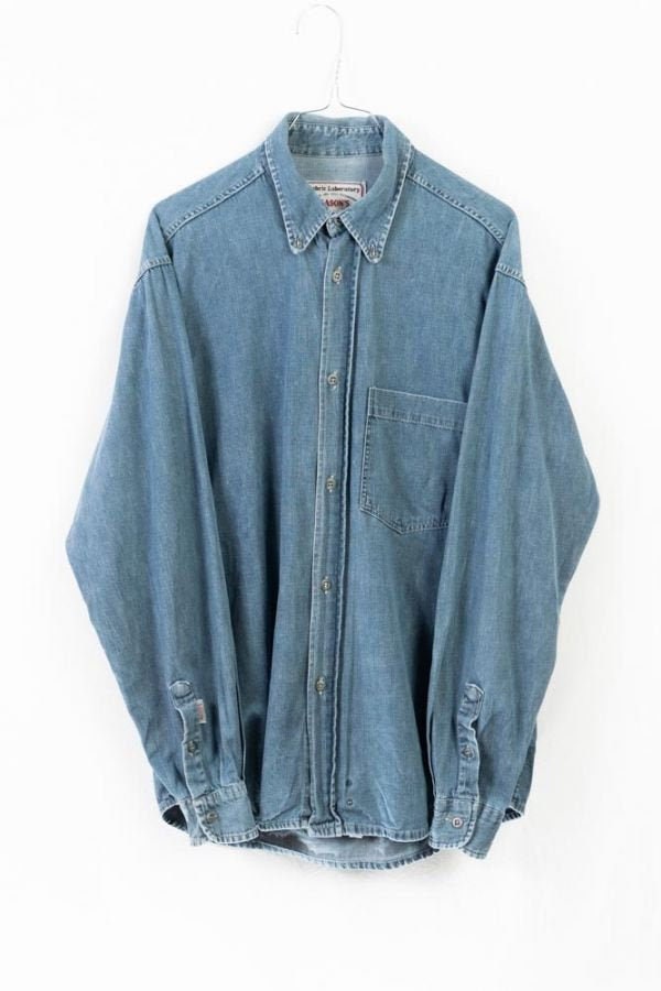 Vintage Jeanshemd -S - Masons Button Down Kragen Washed Denim Baumwolle von TheOtterCouture