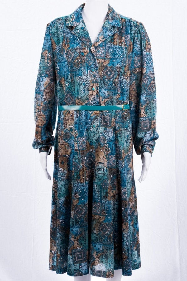 Vintage Kleid -42 - Türkis 70S Langer Schnitt Tolles Muster Vintage Kleid -42 - Türkis 70S Langer Schnitt Tolles Muster von TheOtterCouture