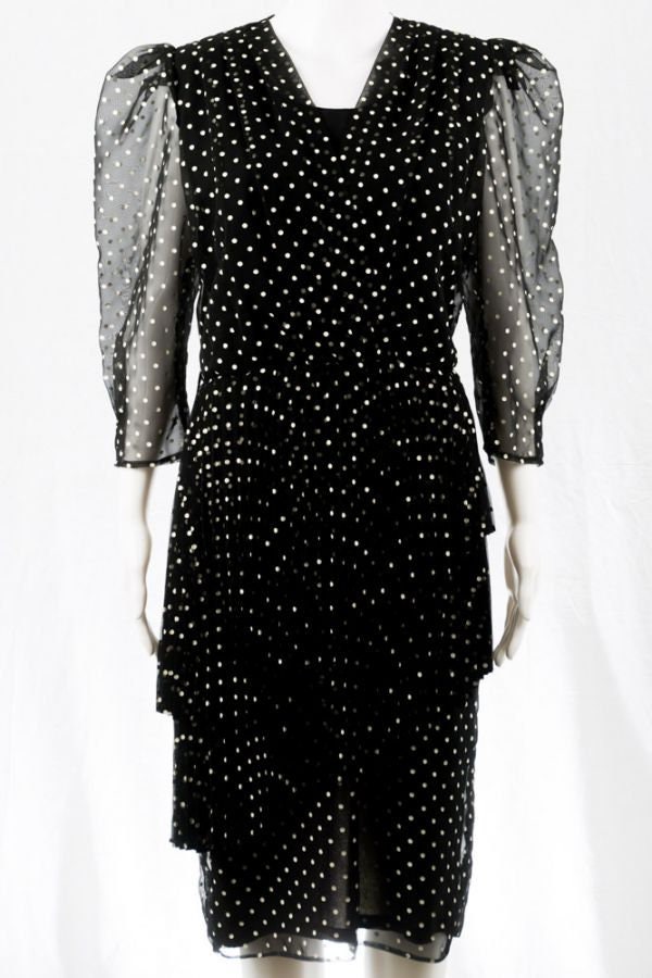 Vintage Kleid Der 80Er -M - Polka Dot Schwarz Weiß Elegant Vintage Kleid Der 80Er -M - Polka Dot Schwarz Weiß Elegant von TheOtterCouture