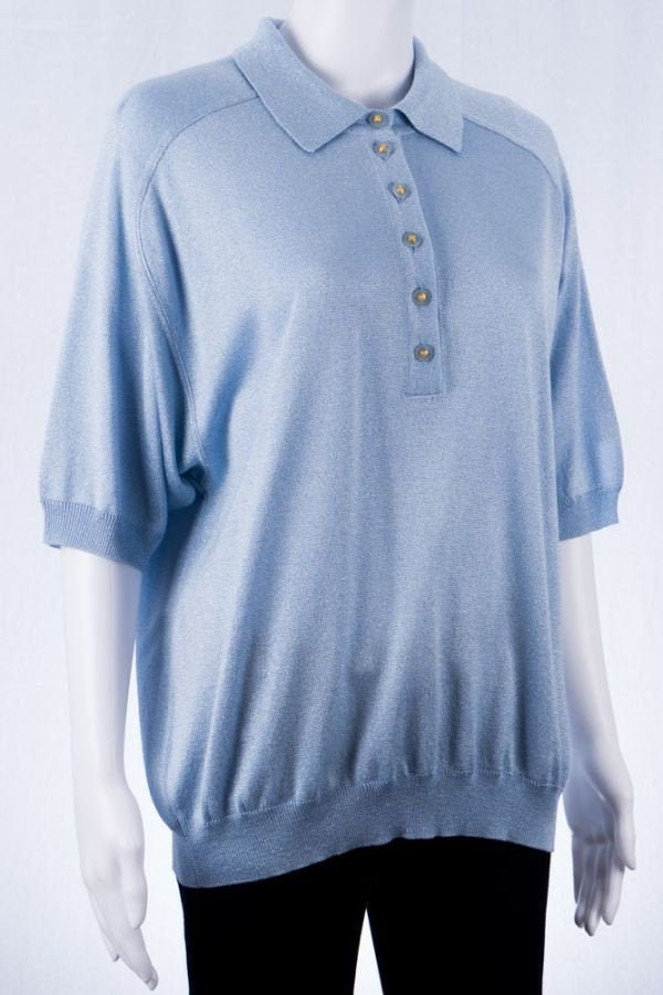 Vintage Polo -xl - Hellblau Schimmernd Kurze Ärmel T-Shirt 80S Look Vintage Polo -xl - Hellblau Schimmernd Kurze Ärmel T-Shirt 80S Look von TheOtterCouture