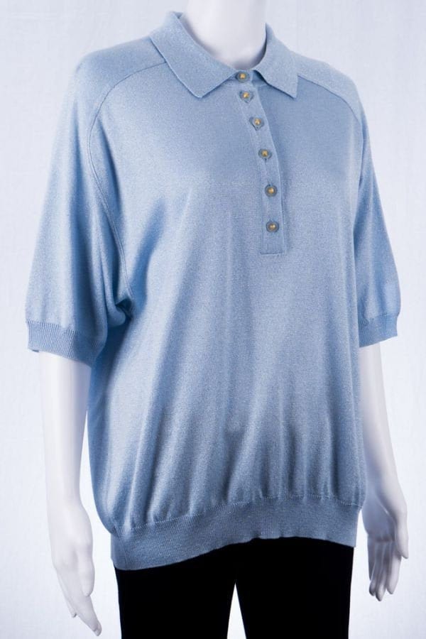 Vintage Polo -xl - Hellblau Schimmernd Kurze Ärmel T-Shirt 80S Look von TheOtterCouture