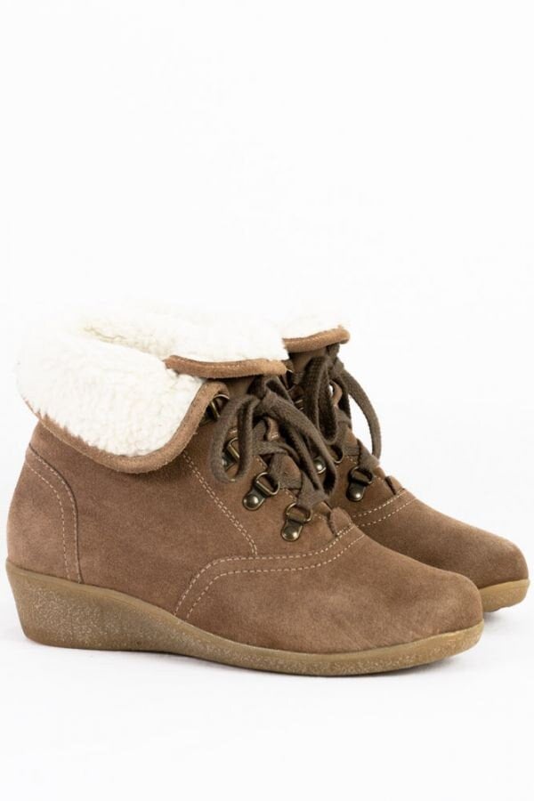 Wedges Stiefelette -37 - Wildleder Wärmendes Futter Schnürverschluss Plateau Keilabsatz von TheOtterCouture