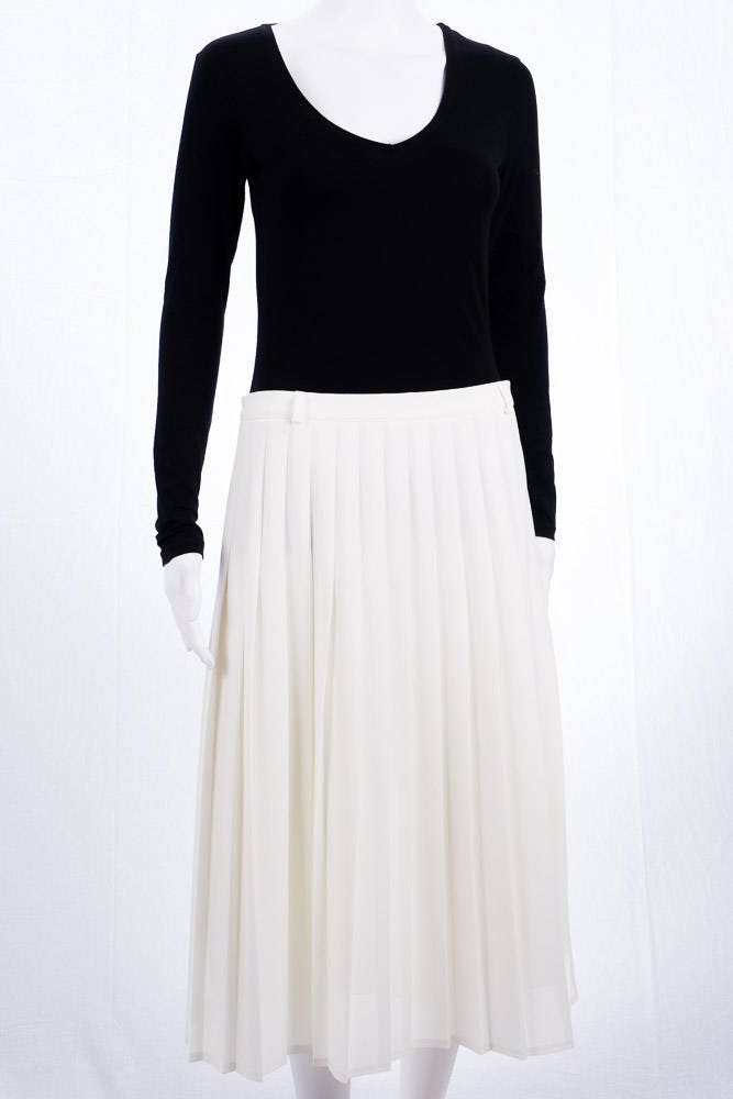 Weißer Vintage Rock - Mit Kellerfalten 60S Swing Gr M High Waist A-Linie Look Vinatge von TheOtterCouture