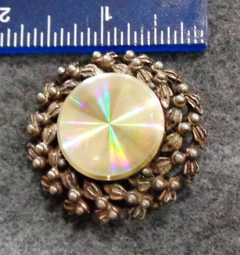 Vintage Jewelaran Silber/Gold Ton Blatt Rand Disc Center Pin/Brosche von TheOzarkFox