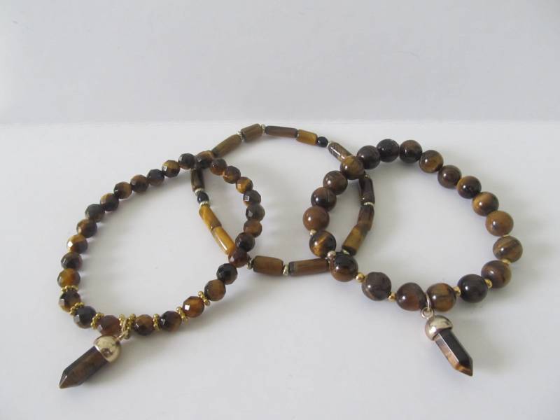 Natürliches Tigerauge Perlen Stretch Armband Set von ThePJCompany