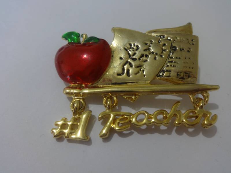 Vintage Emaille #1 Lehrer Apple Brosche von ThePJCompany